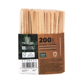 TESSERA TEA & COFFEE WOODEN STIRRERS 14CM X 200pcs