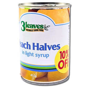 3 LEAVES PEACH HALVES 420g 10% OFF