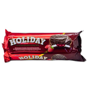 ELVAN HOLIDAY CHOCOLATE SANDWICH BISCUIT STRAWBERRY FILLING X 8