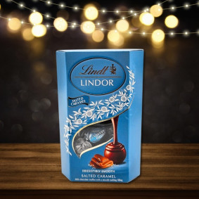 LINDT LINDOR SALTED CARAMEL CHOCOLATE PRALINES 200gr