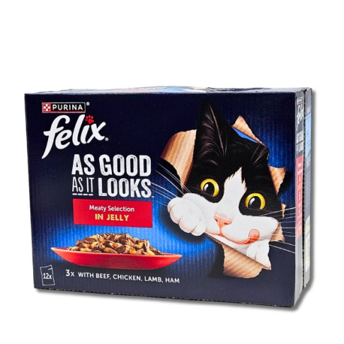 FELIX CAT FOOD MEATY SELECTION IN JELLY 85gr X 12