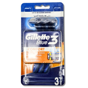 GILLETTE BLUE 3 DISPOSABLE SHAVING RAZORS x3