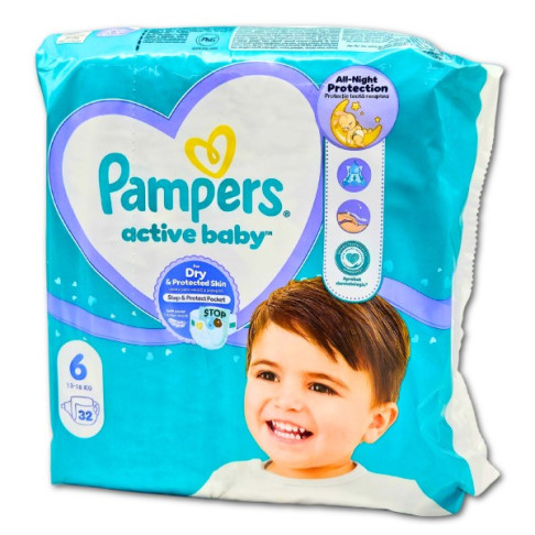 PAMPERS ACTIVE BABY NAPPIES N.6 X 32