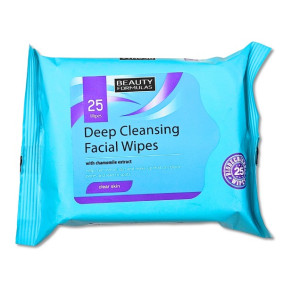 BEAUTY FORMULAS DEEP CLEANSING FACIAL WIPES  X 25