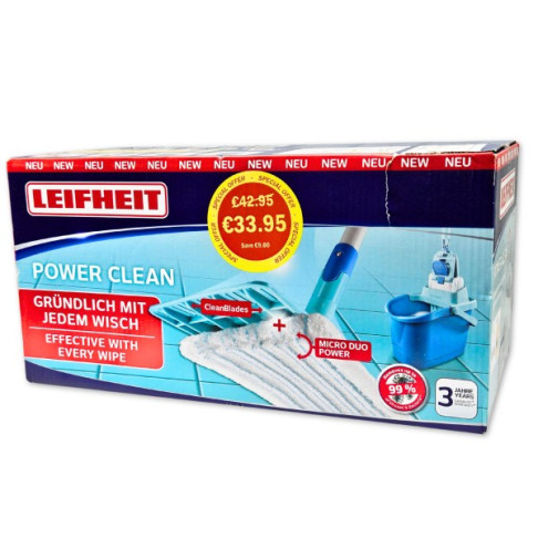 LEIFHEIT POWER CLEANE BUCKET & FLOOR FLAT MOP SET