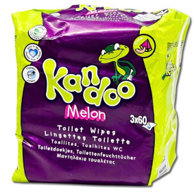 KANDOO MELON FLUSHABLE WIPES X 60 X3