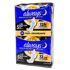ALWAYS ULTRA SECURE NIGHT SANITARY PADS X 10