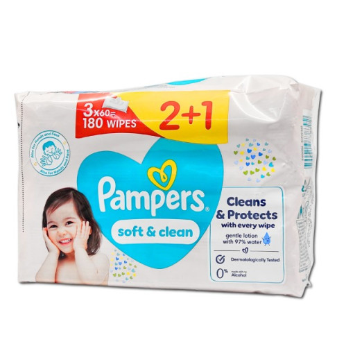 PAMPERS BABY WIPES  2+1 180pcs