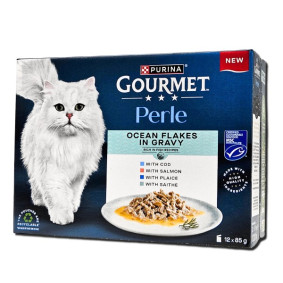 PURINA GOURMET PERLE OCEAN FLAKES IN GRAVY  12 X 85gr