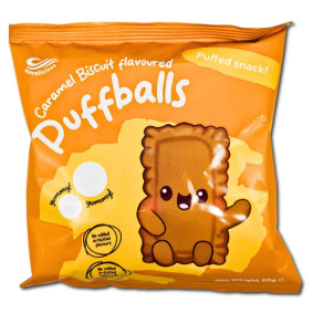 PUFFBALLS SNACKS CARAMEL BISCUIT 30gr PUFFBALLS SNACKS CARAMEL BISCUIT 30gr
