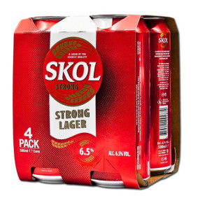 SKOL STRONG LAGER BEER CAN 50cl X 4