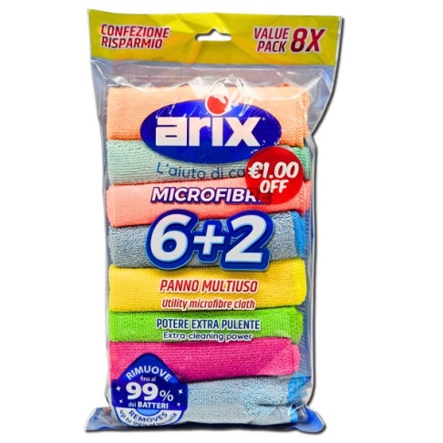 ARIX MULTIPACK MICROFIBRE CLOTH 6+2 FREE €1 OFF
