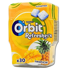 ORBIT REFRESHERS SUGAR FREE CHEWING GUM TROPICAL X 30