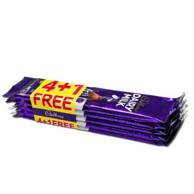 CADBURY DAIRY MILK CHOCOLATE BAR 4+1 FREE 18gr