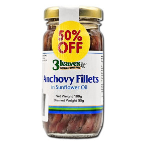 3 LEAVES ANCHOVY FILLETS JAR IN OIL 100gr50% OFF 3 LEAVES ANCHOVY FILLETS JAR IN OIL 100gr50% OFF