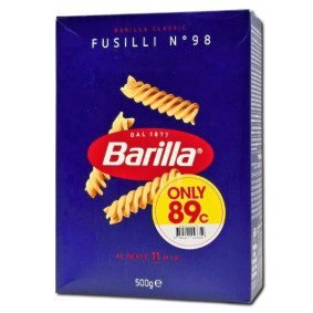 BARILLA PASTA FUSILLI No 98 500gr @ .89c