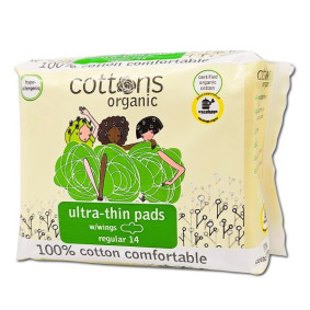 COTTONS SANITARY PADS ULTRA THIN REGULAR + WINGS X 14