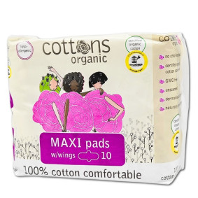 COTTONS SANITARY PADS MAXI + WINGS X10