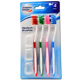 PRISTINE GLEAM TOOTH BRUSHES MED X 4 PRISTINE GLEAM TOOTH BRUSHES MED X 4