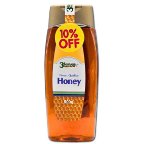 3 LEAVES FINEST QUALITY SQUEEZABLE HONEY 500gr10%