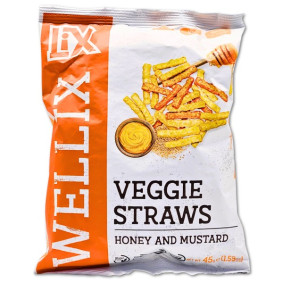WELLIX HONEY MUSTARD VEGGIE STRAWS 45gr WELLIX HONEY MUSTARD VEGGIE STRAWS 45gr